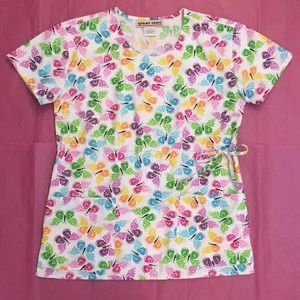 Green Town Butterflies Scrub Top Size X-Small